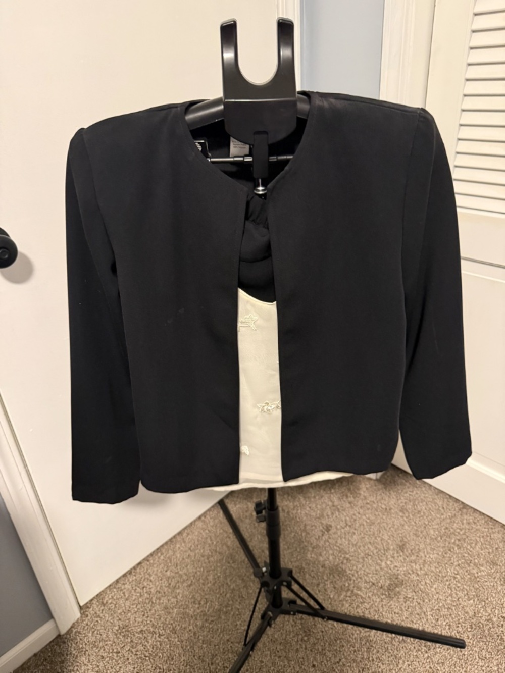 Coldwater Creek 3-Piece Black & Ivory Ensemble (Jacket, Cami & Skirt)
